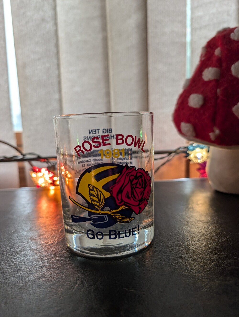 Vintage 1981 Rose Bowl Michigan Glass Wolverines Football Memorabilia NFL Vtg